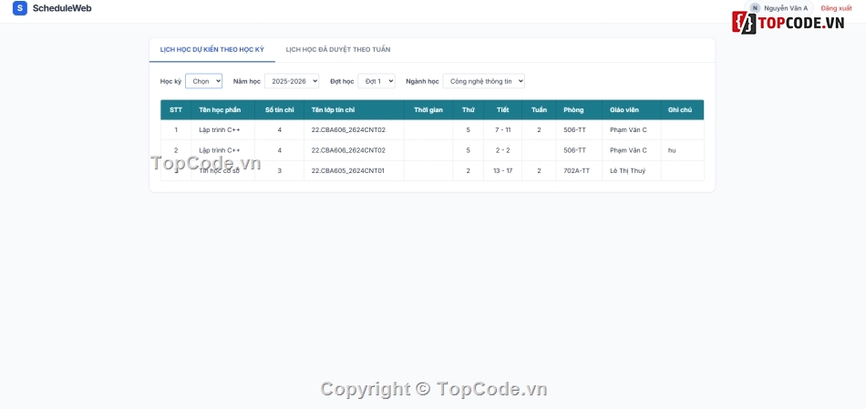 quản lí sinh viên,lịch,lập lịch